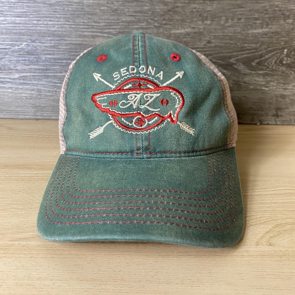 Sedona AZ Hat Cap Strap Back Green Mesh Trucker Embroidered Fishing Mens Outdoor